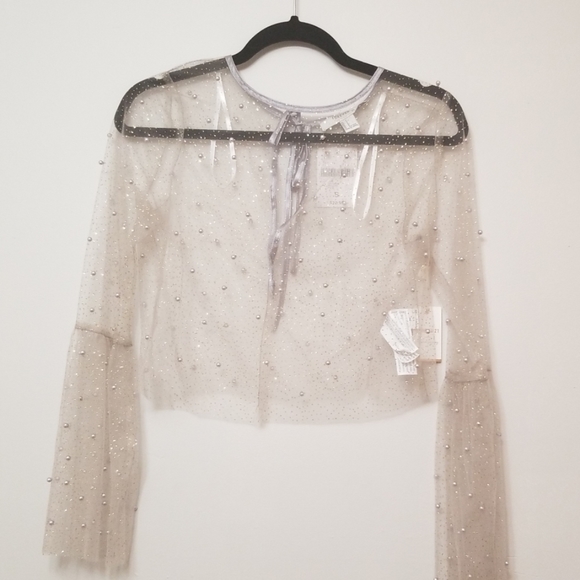 Forever 21 sheer pearl/gold glitter top - Picture 2 of 3